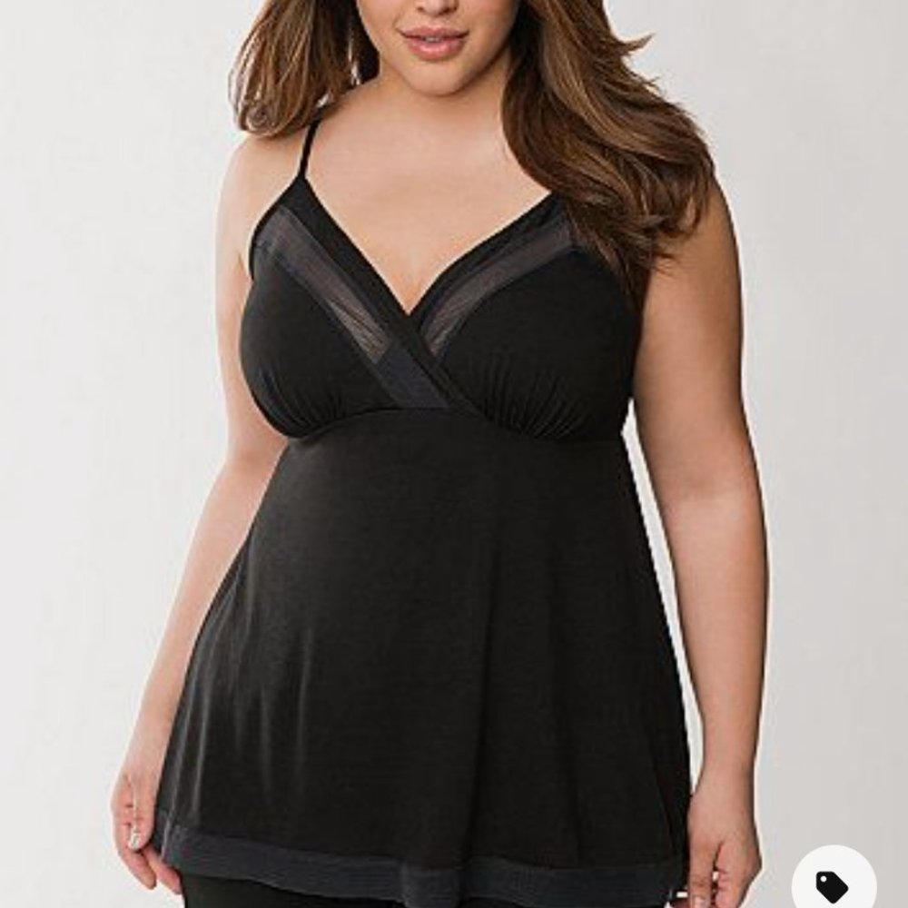 Cacique black knit sleep camisole tank 14/16 1X